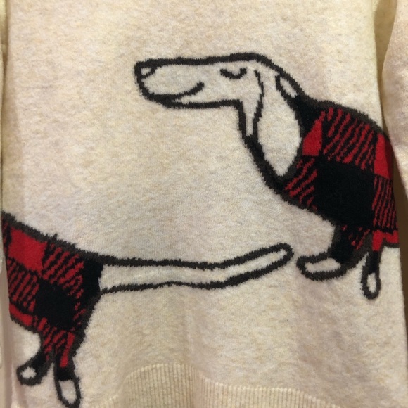 Loft Wool Blend Dachshund Buffalo Plaid Sweater Size SP NWT - Picture 3 of 6